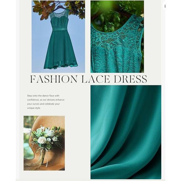 Women's 2XL Bell Sleeve Cocktail Modest Dress GREEN - Picture 5 of 6